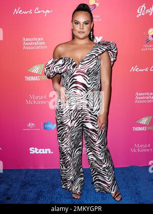 Los Angeles, United States. 28th Jan, 2023. LOS ANGELES, CALIFORNIA, USA - JANUARY 28: Mi-kaisha arrives at the G'Day USA Arts Gala 2023 held at the Skirball Cultural Center on January 28, 2023 in Los Angeles, California, United States. (Photo by Xavier Collin/Image Press Agency) Credit: Image Press Agency/Alamy Live News Stock Photo