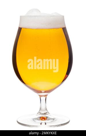 Full snifter glass of lager of pilsner beer isolated on a white background Stock Photo