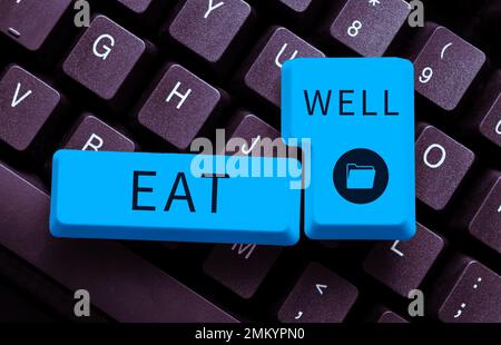 Conceptual display Eat Well. Business idea Practice of eating only foods that are whole and not processed Stock Photo