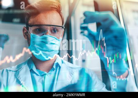 Doctor in the laboratory analyzes samples for scientific research Stock Photo