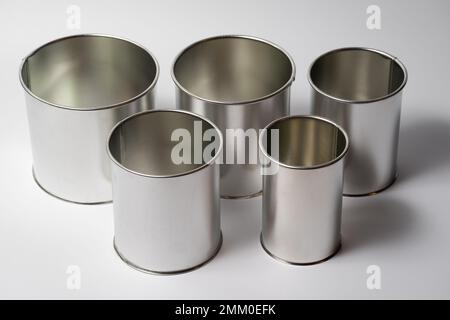metal round forms for baking Easter for Easter in Ukraine, isolated on a white background Stock Photo