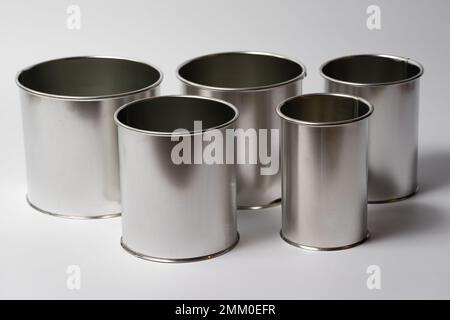 metal round forms for baking Easter for Easter in Ukraine, isolated on a white background Stock Photo