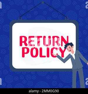 Writing displaying text Return Policy. Business overview Tax Reimbursement Retail Terms and Conditions on Purchase Stock Photo