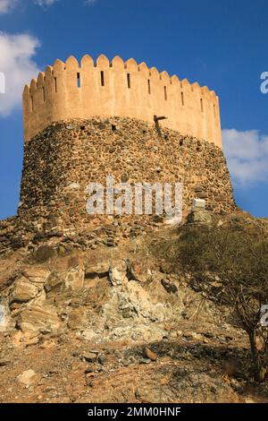 Al Bidya Mosque, Fujairah one of the seven United Arab Emirates. Stock Photo