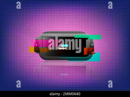 Virtual reality eyeglasses for entertainment and reflection on technology background. Vector illustration. Stock Vector