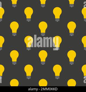 Seamless pattern light bulbs on a gray background Stock Vector