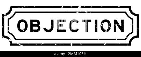 Grunge black objection word rubber seal stamp on white background Stock Vector