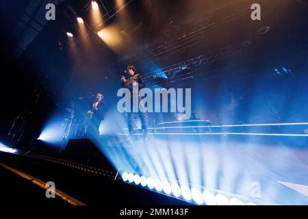 BARCELONA - JAN 28: The Kooks (band) perform in concert at Razzmatazz Club on January 28, 2023 in Barcelona, Spain. Stock Photo