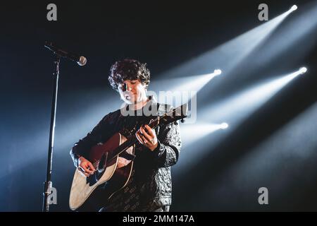 BARCELONA - JAN 28: The Kooks (band) perform in concert at Razzmatazz Club on January 28, 2023 in Barcelona, Spain. Stock Photo