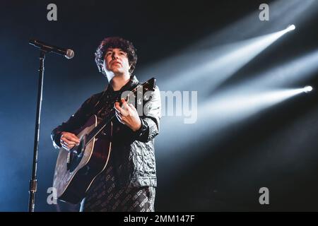 BARCELONA - JAN 28: Luke Pritchard performs in concert at Razzmatazz Club on January 28, 2023 in Barcelona, Spain. Stock Photo