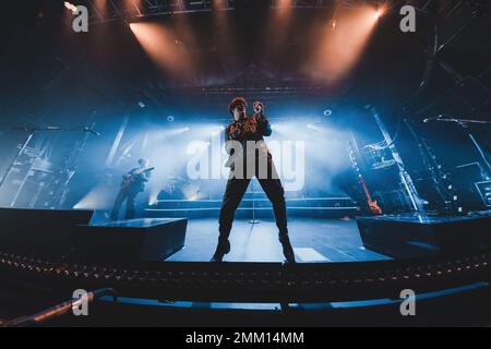 BARCELONA - JAN 28: The Kooks (band) perform in concert at Razzmatazz Club on January 28, 2023 in Barcelona, Spain. Stock Photo