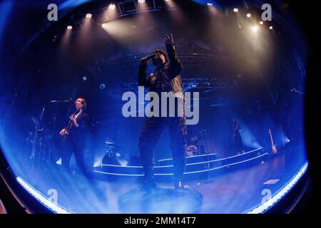 BARCELONA - JAN 28: The Kooks (band) perform in concert at Razzmatazz Club on January 28, 2023 in Barcelona, Spain. Stock Photo