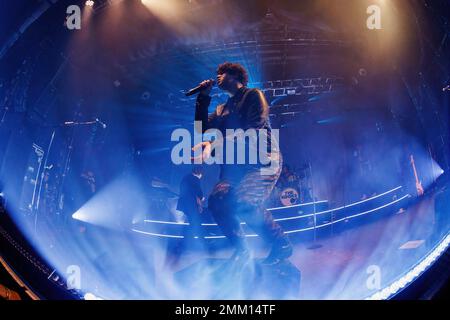 BARCELONA - JAN 28: The Kooks (band) perform in concert at Razzmatazz Club on January 28, 2023 in Barcelona, Spain. Stock Photo