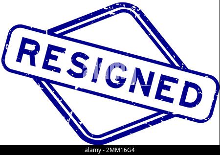 Grunge blue resigned word rubber seal stamp on white background Stock Vector
