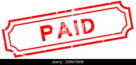 Grunge red paid word rubber seal stamp on white background Stock Vector