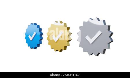 Approval badges for social networking services and web services. Illustrations for article images, backgrounds and promotions. Stock Photo