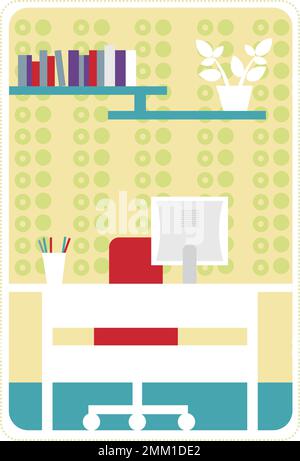 Vector illustration of the home office. Freelance or studying concept. flat vector Stock Vector