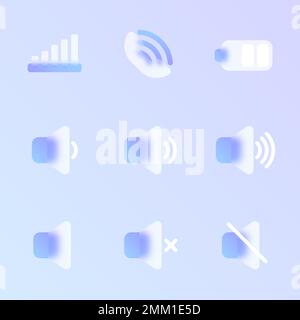 mobile ui glass morphism trendy style icon set Stock Vector