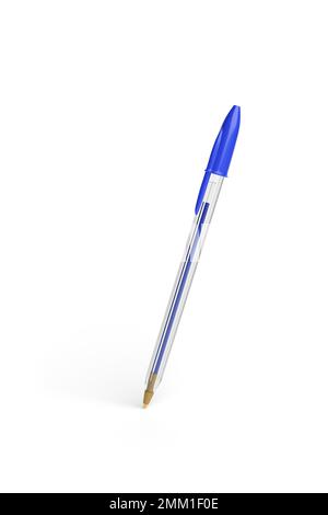 Transparent ballpoint pen isolated on white background. 3d illustration. Stock Photo