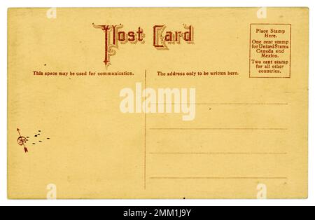 Reverse of original American  postcard  Published by Dunston-Weiler Lithographic Co. in 1909. USA Stock Photo