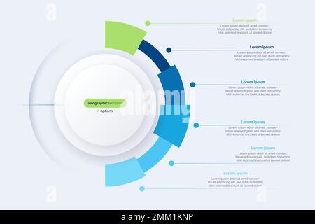 Six option circle infographic diagram. Vector illustration Stock Vector