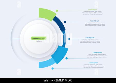 Five option circle infographic diagram. Vector illustration Stock Vector