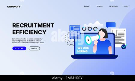Recruitment Efficiency Illustration Landing Page Concept. Vector illustration Stock Vector