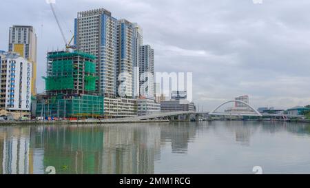 Pasig River with Binondo - Intramuros Bridge in the background, Manila, the Philippines Stock Photo