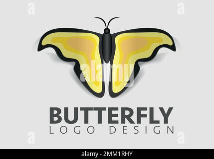 Simple beautiful butterfly vector logo design template open wings from top view Stock Vector