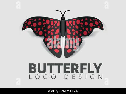 Simple beautiful butterfly vector logo design template open wings from top view Stock Vector