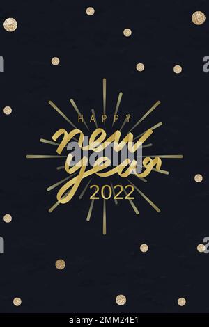 2022 gold glitter happy new year aesthetic season's greetings text on black background vector Stock Vector