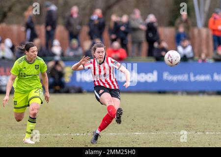 Hetton Le Hole, UK. 29th Jan, 2023. Eppleton Colliery Football Ground Esther Morgan of Sunderland in action during the Women's FA Cup match between Sunderland and Manchester United at the Eppleton Colliery Football Ground in Hetton-le-Hole, England (Richard Callis/SPP) Credit: SPP Sport Press Photo. /Alamy Live News Stock Photo