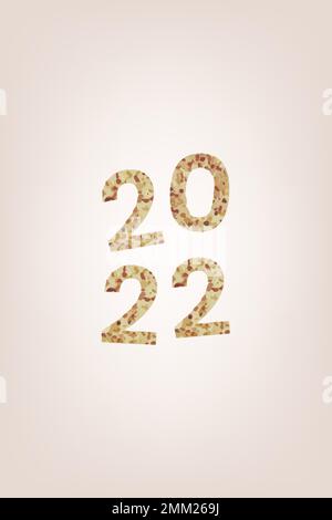 2022 welcome gold glitter text, new year sequin aesthetic typography on pink background vector Stock Vector
