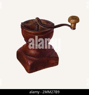Vintage coffee grinder vector illustration, remixed from the artwork by Frank McEntee & Wayne White Stock Vector