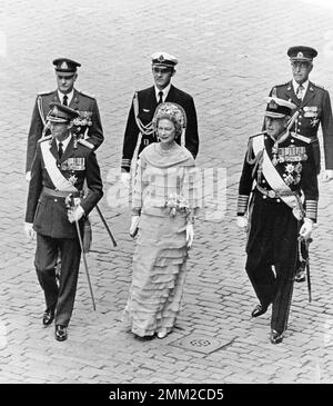 Louis Mountbatten, Lord Mountbatten of Burma   Here with Josephine-Charlotte-Jean of Luxembourg in connection with the wedding of King Carl the XVI Gustaf and Queen Silvia in the Great Church in 1976    Louis Mountbatten was assassinated in an IRA attack in 1979 Stock Photo