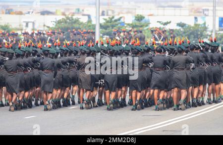 Colombo, Sri Lanka. 29th Jan, 2023. Military personnel take part in an Independence Day parade rehearsal in Colombo in preparation for the celebration of the 75th anniversary of its independence from Britain on February 4. (Photo by Saman Abesiriwardana/Pacific Press) Credit: Pacific Press Media Production Corp./Alamy Live News Stock Photo