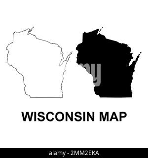 Set of Wisconsin map shape, united states of america. Flat concept icon ...