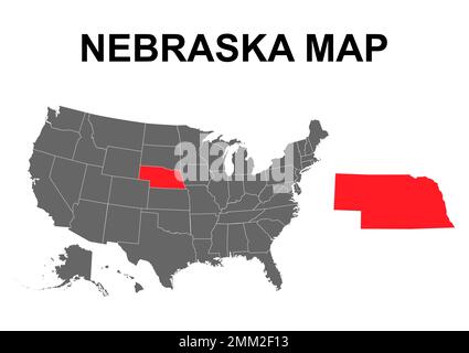 Nebraska map shape, united states of america. Flat concept icon symbol vector illustration . Stock Vector