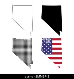 Set of Nevada map shape, united states of america. Flat concept icon symbol vector illustration . Stock Vector