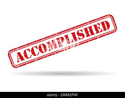 Accomplished stamp symbol shadow, label sticker sign button, text ...