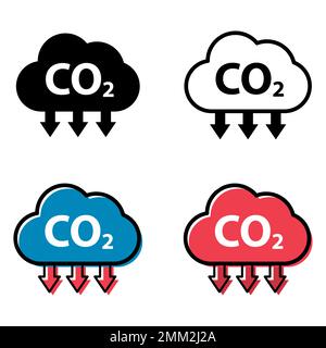 Set of CO2 reduce cloud icon, clean global emission, environment eco design symbol vector illustration . Stock Vector
