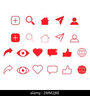 Set of Interface buttons for web design, social media icon symbol , vector illustration . Stock Vector