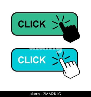 Set of Click here web button, internet flat pointer design, press link vector illustration . Stock Vector