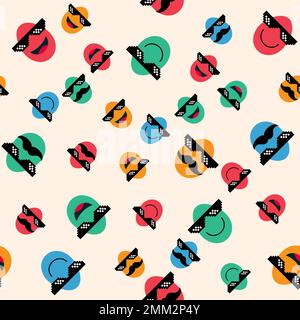 Happy Easter background, happy egg with Pixel Sunglasses, holiday decoration template vector illustration . Stock Vector