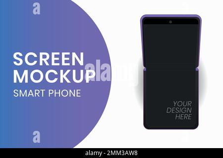 Foldable phone screen mockup, flip phone vector illustration Stock Vector