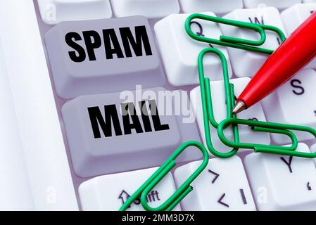 Handwriting text Spam Mail. Business concept Intrusive advertising Inappropriate messages sent on the Internet Stock Photo