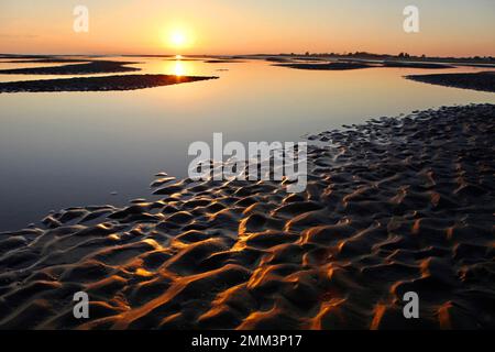 Sands flats exposed at low tide at West Wittering, West Sussex, UK. Stock Photo
