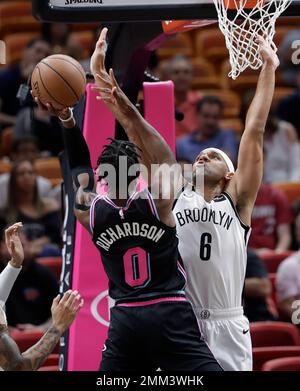 Indiana Pacers forward Domantas Sabonis (11) shoots over Brooklyn Nets'  Jared Dudley (6) and Jarrett Allen (31) during the second half of an NBA  basketball game Sunday, April 7, 2019, in Indianapolis.