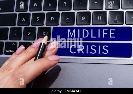 Sign displaying Midlife Crisis. Word for Software development technique Decomposing an application Stock Photo