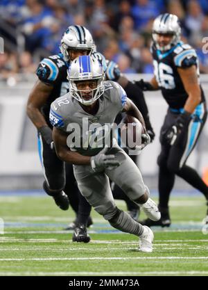 Detroit Lions wide receiver Bruce Ellington (12) runs with the ball after a  catch against the Carolina Panthers during an NFL football game Sunday,  Nov. 18, 2018, in Detroit. The Lions won